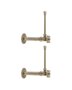 Jaclo 615-62-PN Quarter Turn Angle Pattern 3/8" IPS x 3/8" O.D. Faucet Supply Kit with Standard Cross Handle, 20" Supply Tubes, Escutcheons Polished Nickel