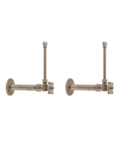 Jaclo 616-62-SN Quarter Turn Angle Pattern 1/2" IPS x 3/8" O.D. Faucet Supply Kit with Standard Cross Handle, 20" Supply Tubes, Escutcheons Satin Nickel