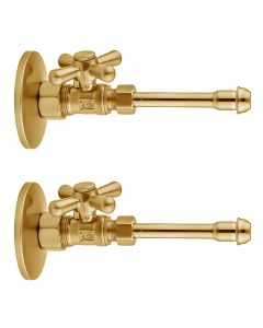 Jaclo 622-62-PG Quarter Turn Straight Pattern 5/8" O.D. Compression (Fits 1/2" Copper) x 3/8" O.D. Faucet Supply Kit with Standard Cross Handle, 20" Supply Tubes, Escutcheons Polished Gold
