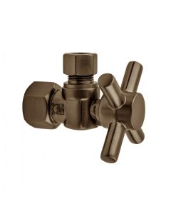 Jaclo 626-4-ORB Quarter Turn Angle Pattern 1/2" IPS x 1/2" O.D. Supply Valve with Contempo Cross Handle Oil-Rubbed Bronze
