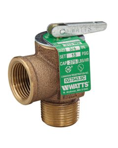 Watts 0342629 3/4 X 3/4 In Bronze Steam Safety Relief Valve, 15 psi