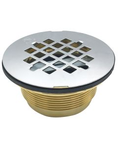 Wal-Rich 0523004 2" No-Caulk Brass Shower Strainer With Jiffy & Grid