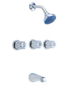 Gerber 07-48-031 Classics Three Metal Fluted Handle Threaded Escutcheon Tub & Shower Fitting with Sweat Connections & Threaded Spout 1.75gpm