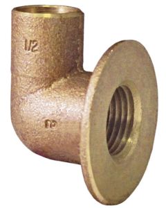 Elkhart 10056948 - 1/2" C x F Cast Brass Lead-Free 90° Female Flanged Sink Elbow - Product Image