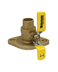 Webstone 51404 1" Sweat Isolator w/Rotating Flange FP Brass Ball Valve - w/Adjustable Packing Gland, Nuts & Bolts - 600 WOG