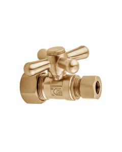 Jaclo 622-PB Quarter Turn Straight Pattern 5/8" O.D. Compression (Fits 1/2" Copper) x 3/8" O.D. Supply Valve with Standard Cross Handle Polished Brass