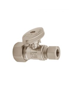 Jaclo 623-8-SN Quarter Turn Straight Pattern 5/8" O.D. Compression (Fits 1/2" Copper) x 1/2" O.D. Supply Valve with Oval Handle Satin Nickel