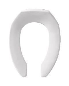 Bemis 7B1955CT 000 Elongated Open Front Less Cover Commercial Plastic Toilet Seat in White with STA-TITE Commercial Fastening System Check Hinge
