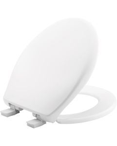 Bemis 7B200E4 000 Affinity Round Plastic Toilet Seat in White with STA-TITE Seat Fastening System, Easy Clean, Whisper Close, Precision Seat Fit Adjustable Hinge and Super Grip Bumpers