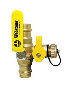 Webstone 80614 1" PRS Ball Drain FP Brass Ball Valve W/Rev Handle Hi-Flow Hose Drn & Adj Packing Gland - 250 Cwp / 250F Max