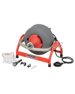 Ridgid 53122 Drum Machine for 3/4 in to 4 in Drain Lines with C-45 1/2 in x 75 ft Inner Core Cable and Tool Set 115V